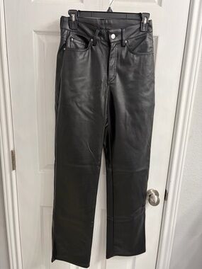 H&M Women's Black Straight Faux Leather Jeans